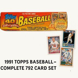 🧢 1991 Topps Baseball Cards – Official Complete Set (792 Cards) Vintage 40 Year